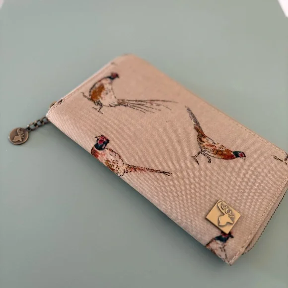NWT House of Tweed Pheasant Print Zippered Wallet - Picture 6 of 8